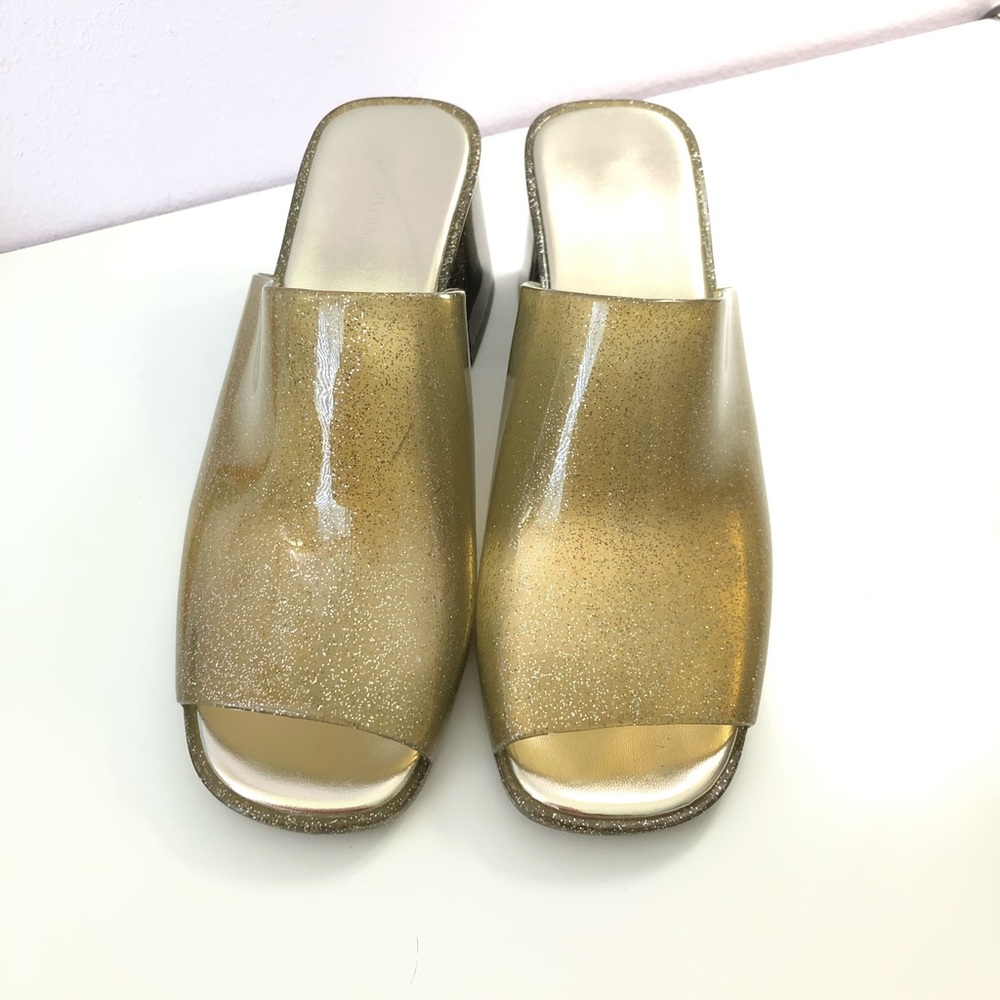 Jeffrey Campbell Petra Gold Block Heel Mule